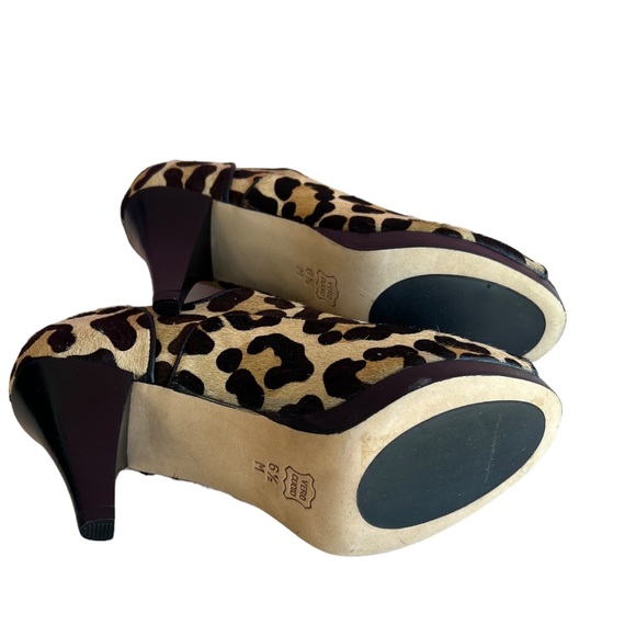 Van Eli Brown Leopard Print Fur Open Toe Booties - Picture 6 of 10